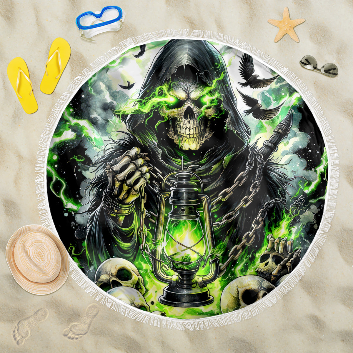 Reaper Skull Beach Blanket I Think I Was Designed To Be Alone