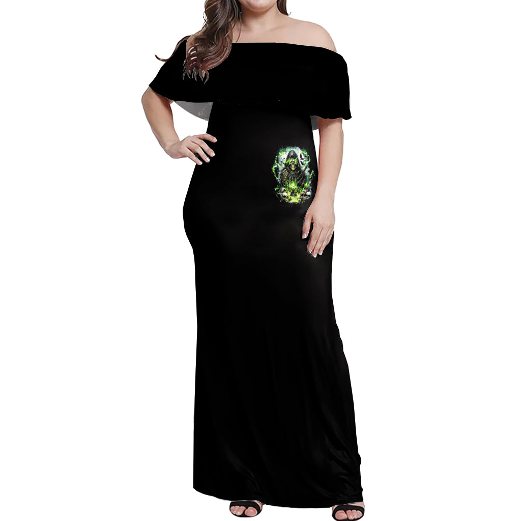 Reaper Skull Off Shoulder Maxi Dress I Think I Was Designed To Be Alone
