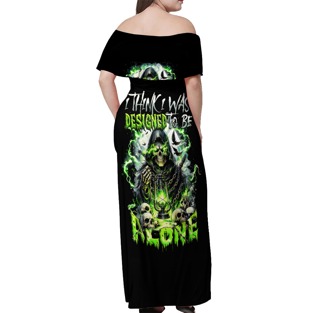 Reaper Skull Off Shoulder Maxi Dress I Think I Was Designed To Be Alone