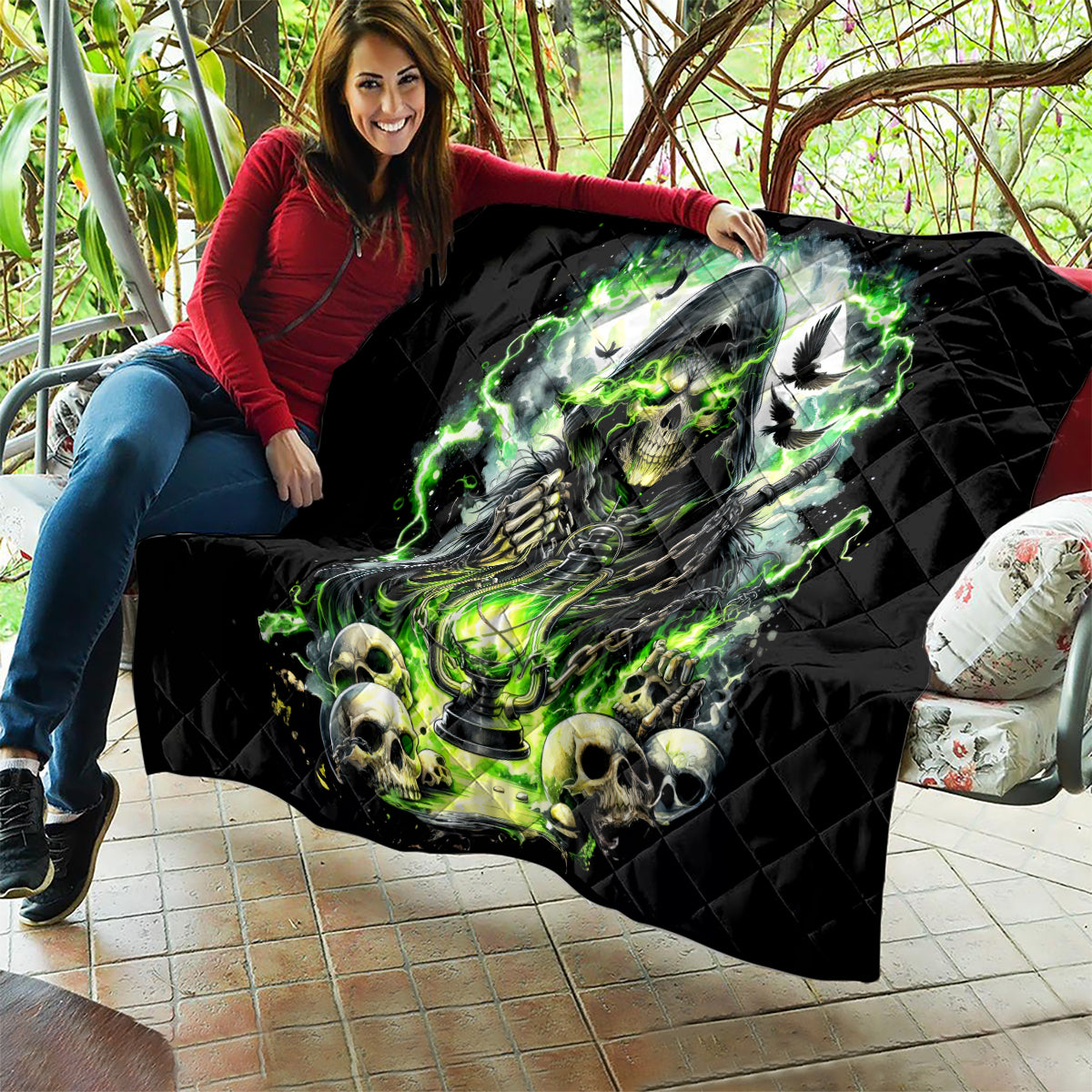 Reaper Skull Quilt I Think I Was Designed To Be Alone