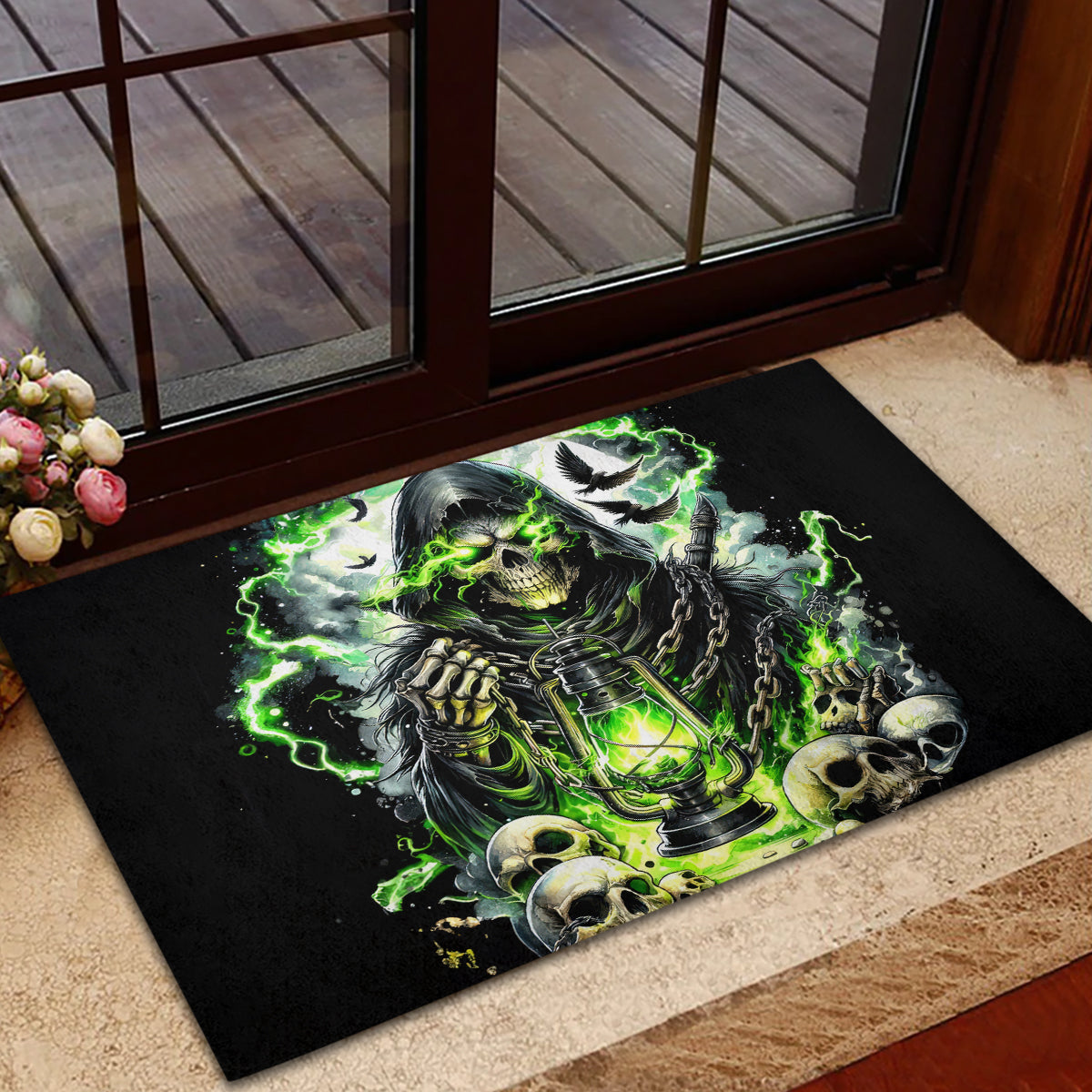 Reaper Skull Rubber Doormat I Think I Was Designed To Be Alone