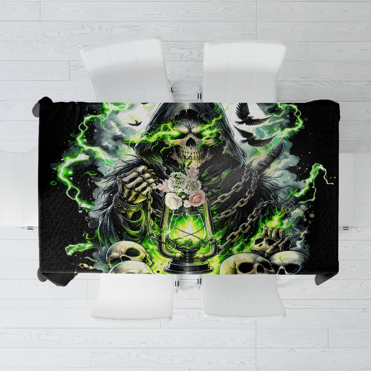 Reaper Skull Tablecloth I Think I Was Designed To Be Alone