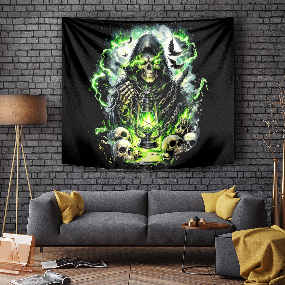 Reaper Skull Tapestry I Think I Was Designed To Be Alone