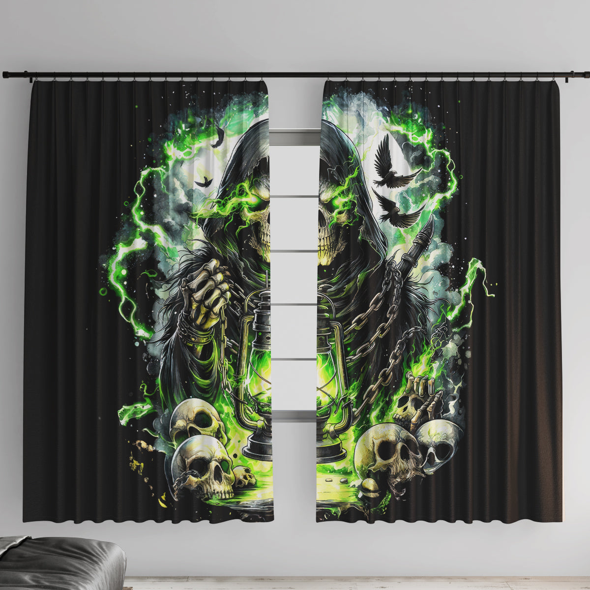 Reaper Skull Window Curtain I Think I Was Designed To Be Alone