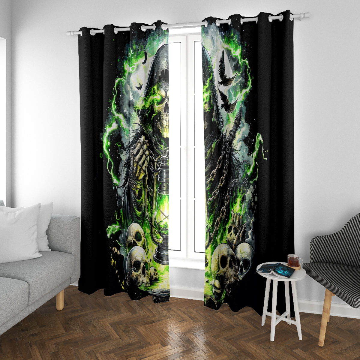 Reaper Skull Window Curtain I Think I Was Designed To Be Alone