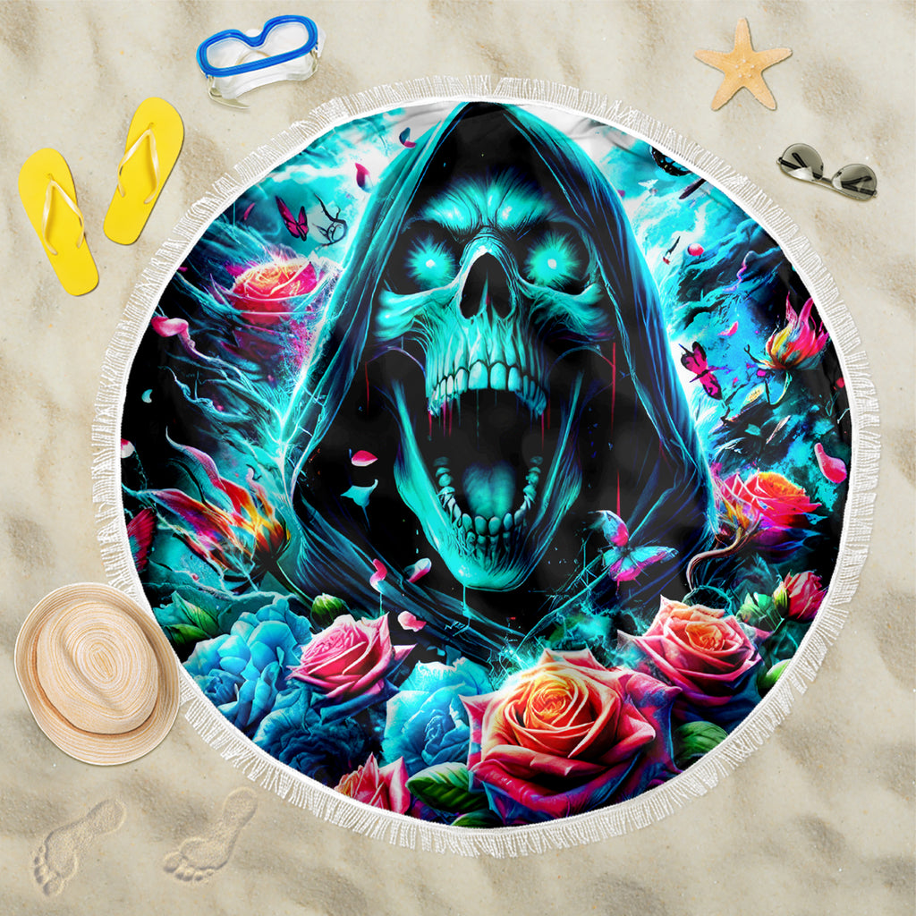 Rose Skull Beach Blanket She Whispered Back Iam The Storm