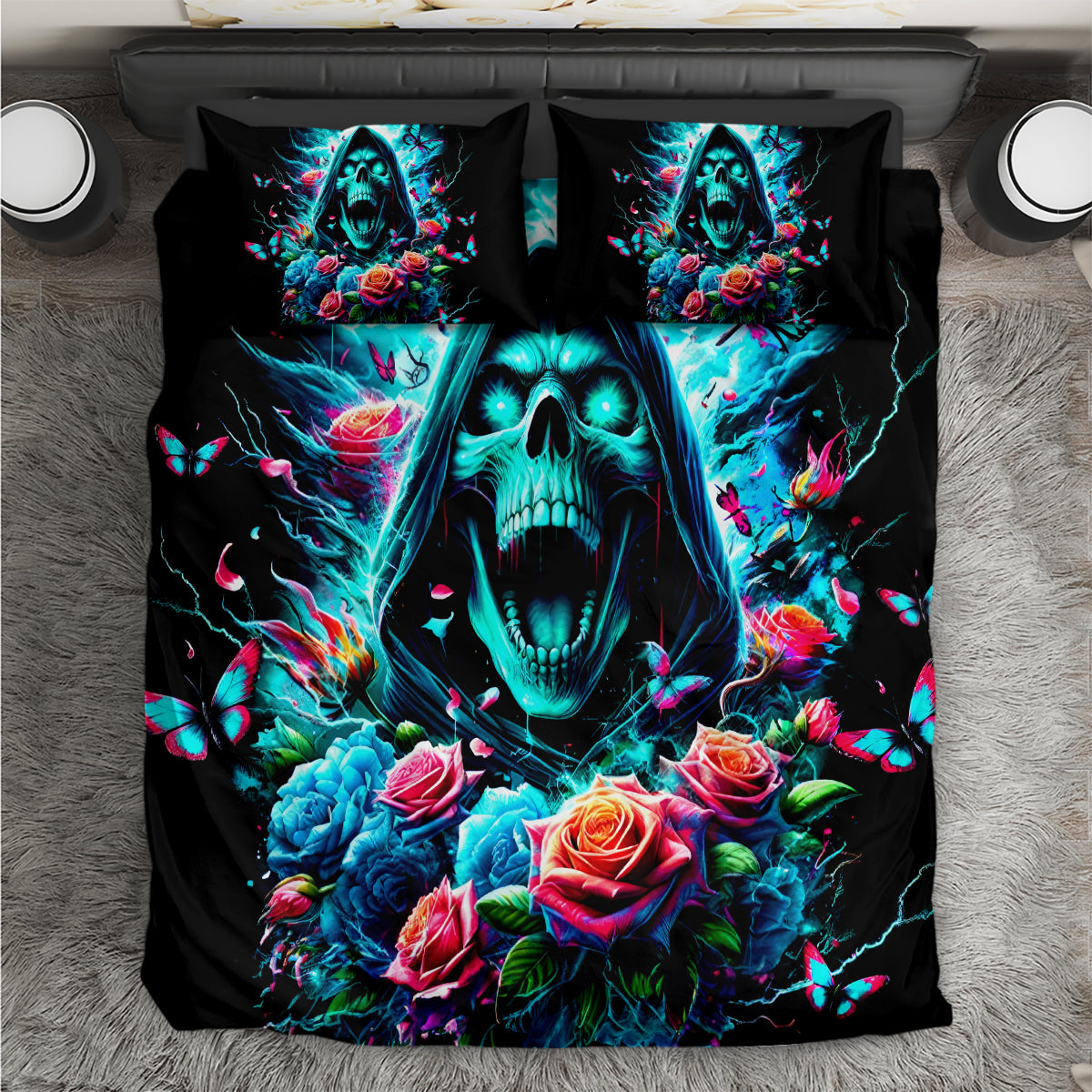 Rose Skull Bedding Set She Whispered Back Iam The Storm