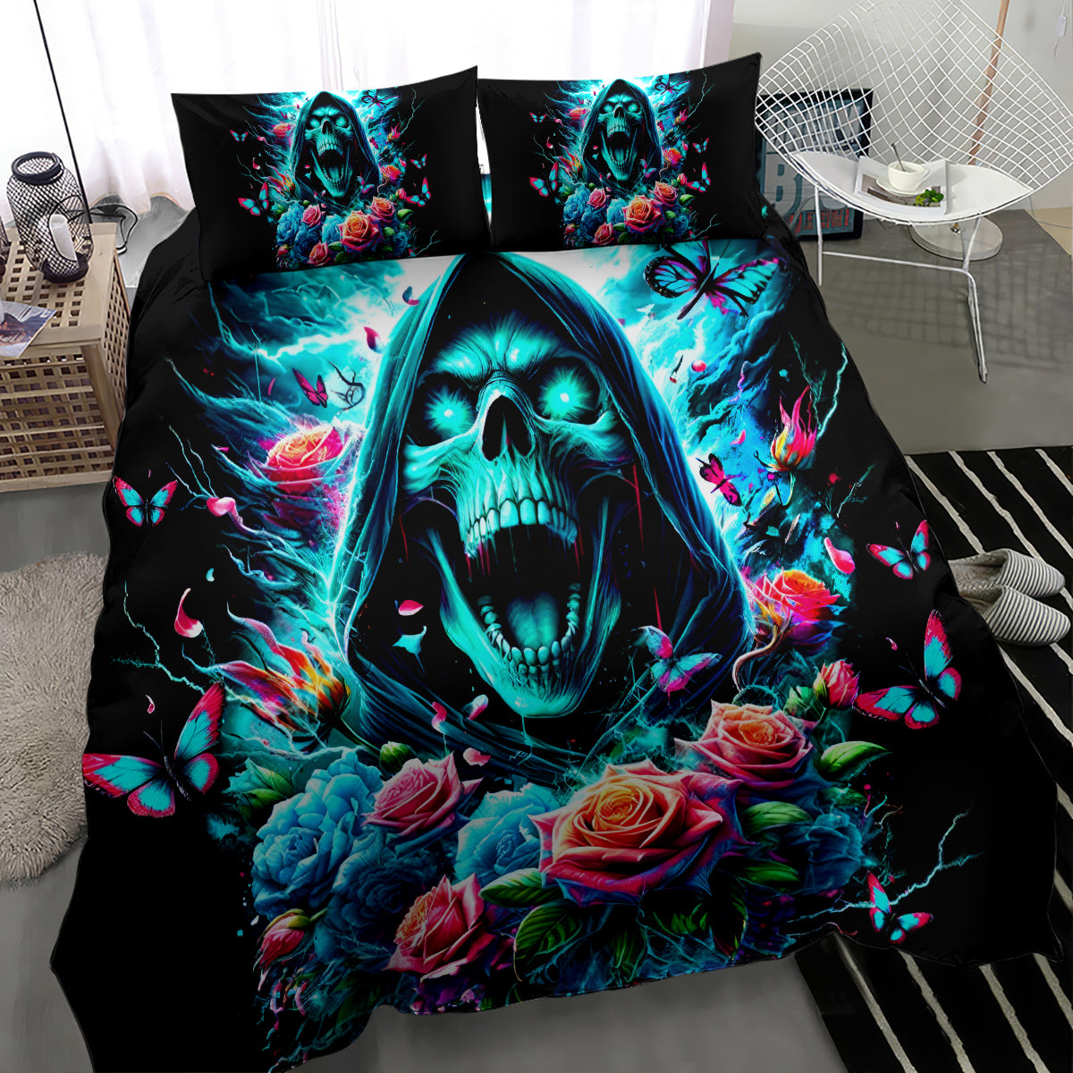 Rose Skull Bedding Set She Whispered Back Iam The Storm