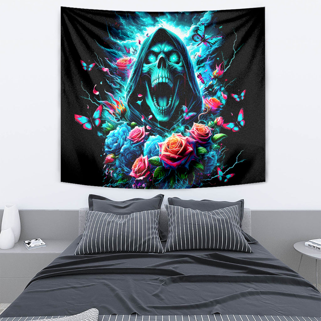 Rose Skull Tapestry She Whispered Back Iam The Storm