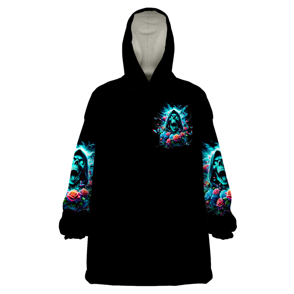 Rose Skull Wearable Blanket Hoodie She Whispered Back Iam The Storm