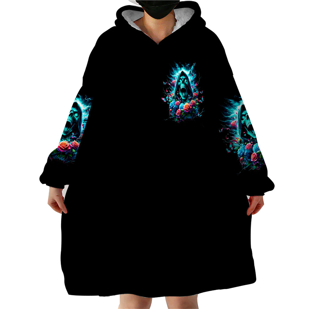 Rose Skull Wearable Blanket Hoodie She Whispered Back Iam The Storm
