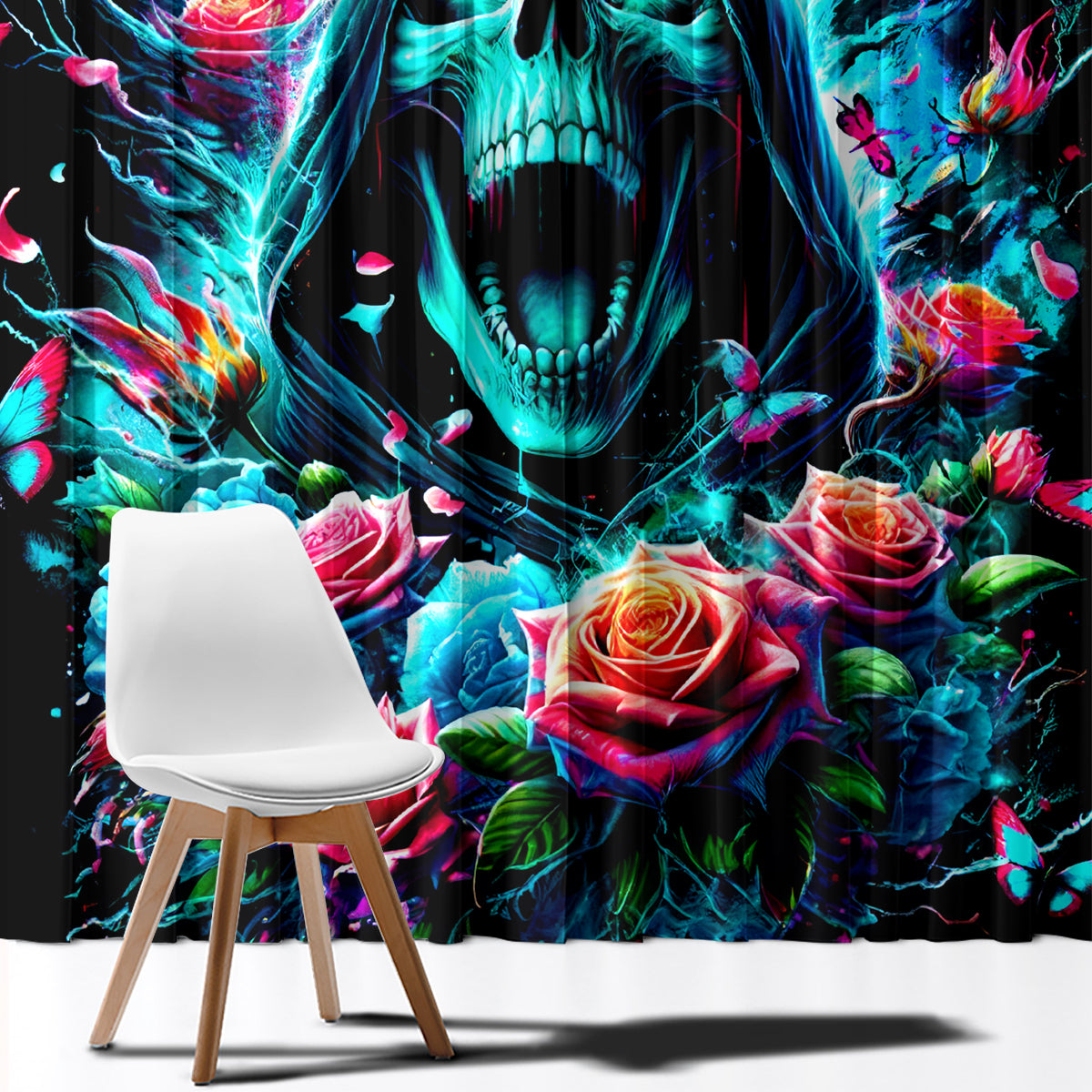 Rose Skull Window Curtain She Whispered Back Iam The Storm