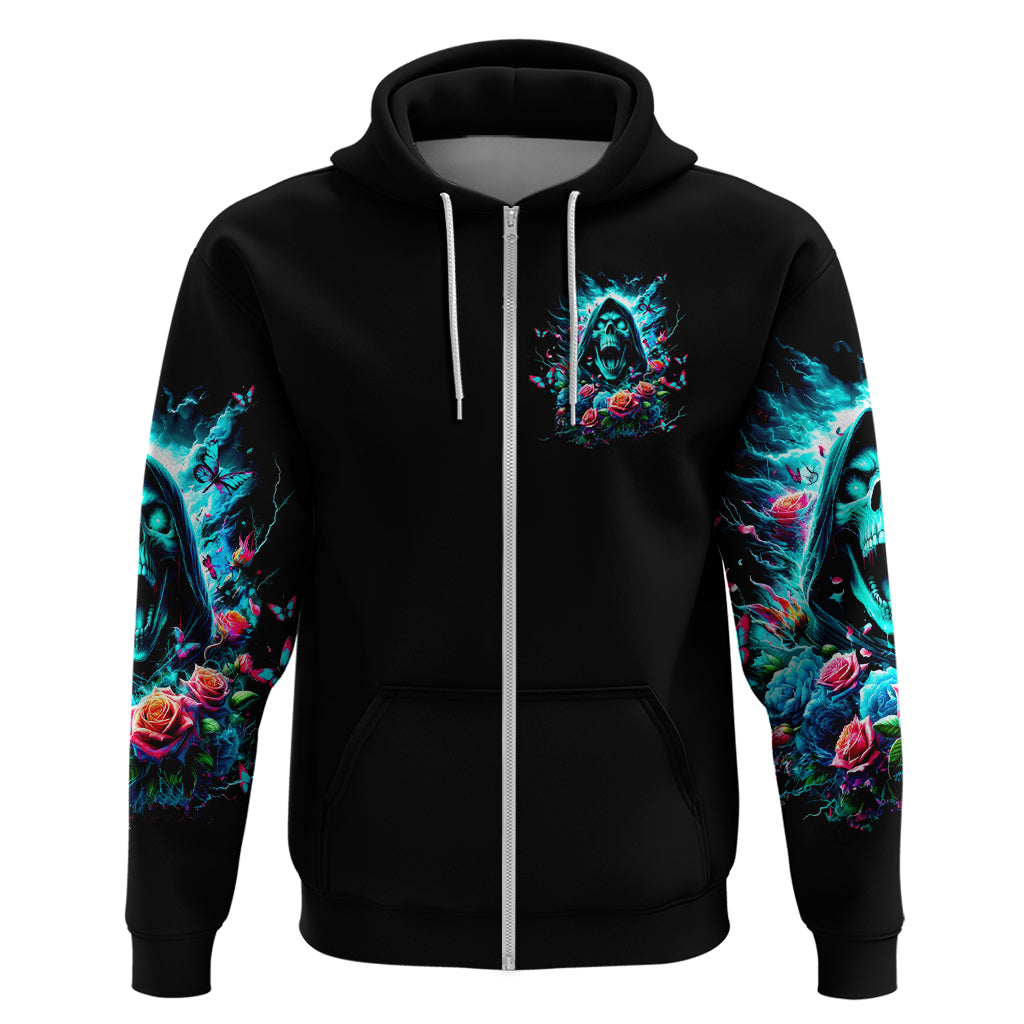 Rose Skull Zip Hoodie She Whispered Back Iam The Storm