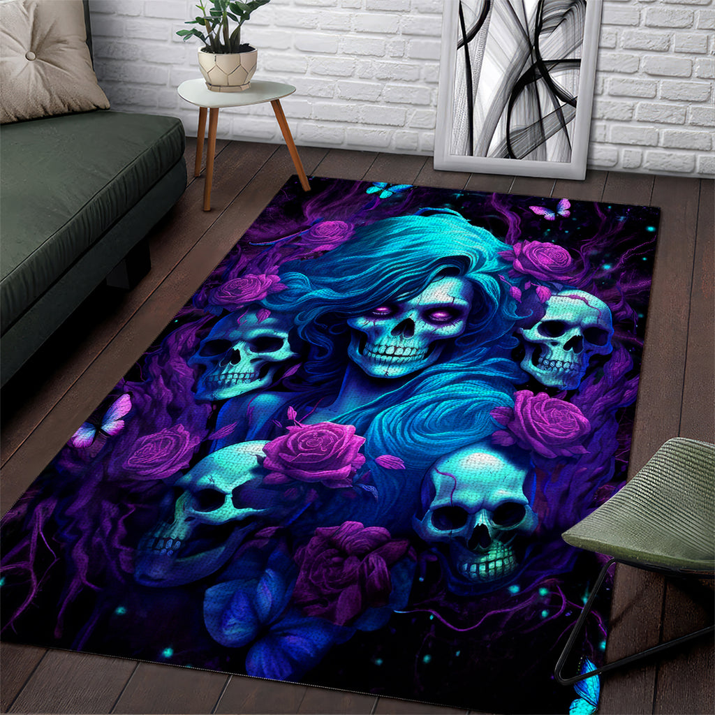 Rose Skull Area Rug I'm Never Alone My Demon Are With Me 24/7