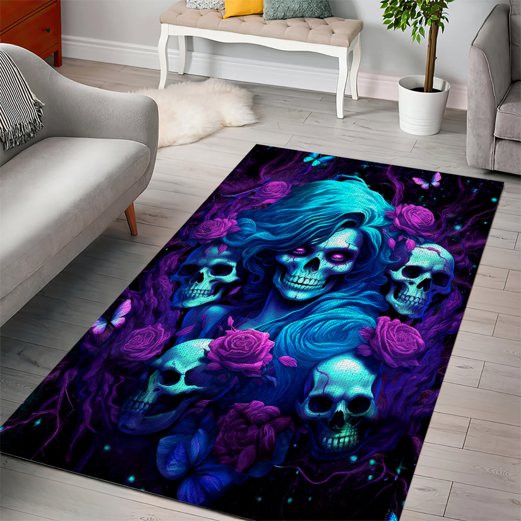 Rose Skull Area Rug I'm Never Alone My Demon Are With Me 24/7