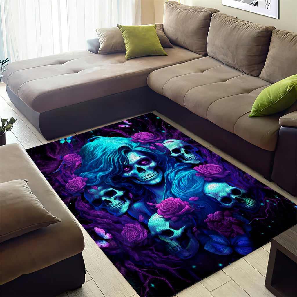 Rose Skull Area Rug I'm Never Alone My Demon Are With Me 24/7
