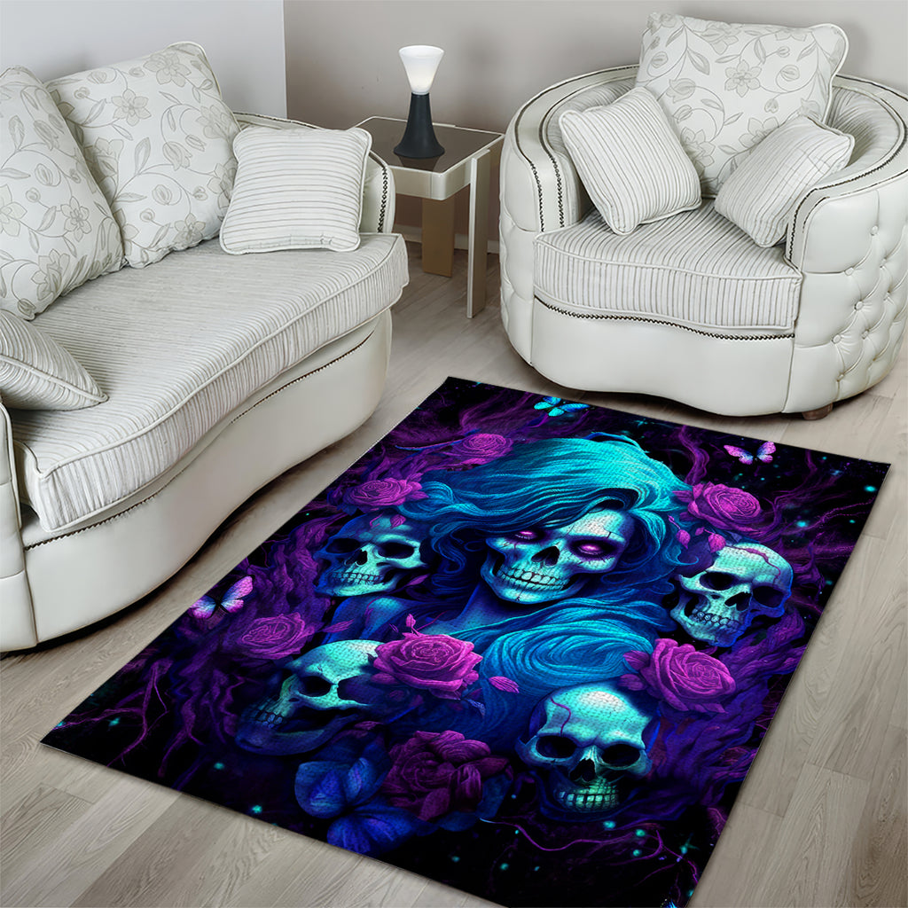 Rose Skull Area Rug I'm Never Alone My Demon Are With Me 24/7