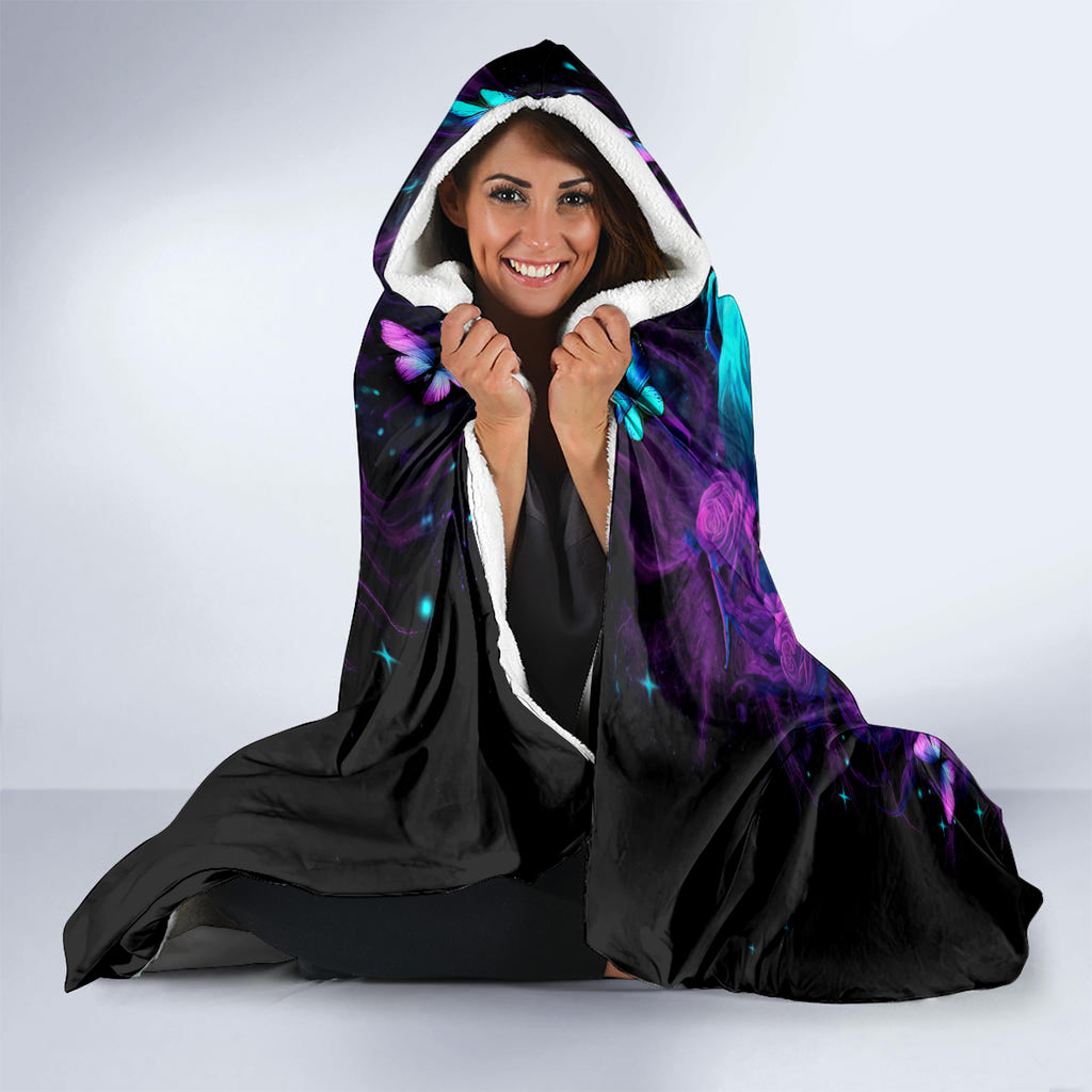 Rose Skull Hooded Blanket I'm Never Alone My Demon Are With Me 24/7
