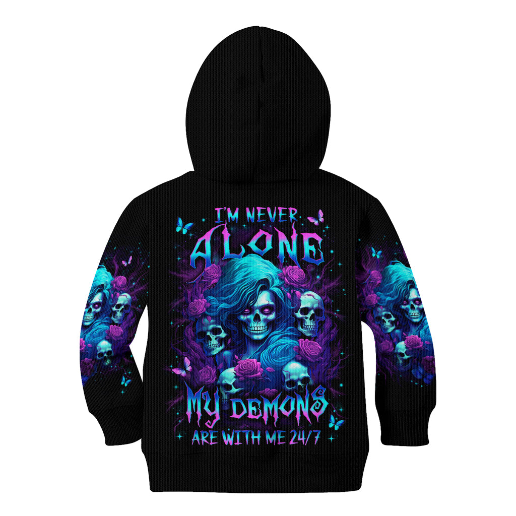 Rose Skull Kid Hoodie I'm Never Alone My Demon Are With Me 24/7