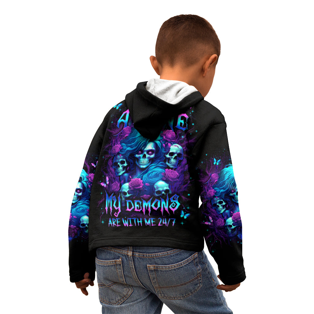 Rose Skull Kid Hoodie I'm Never Alone My Demon Are With Me 24/7