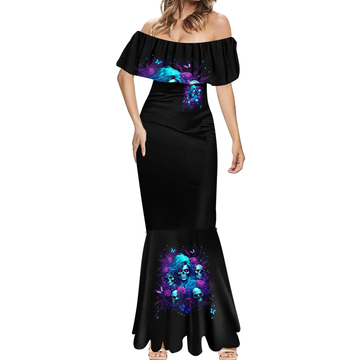 Rose Skull Mermaid Dress I'm Never Alone My Demon Are With Me 24/7