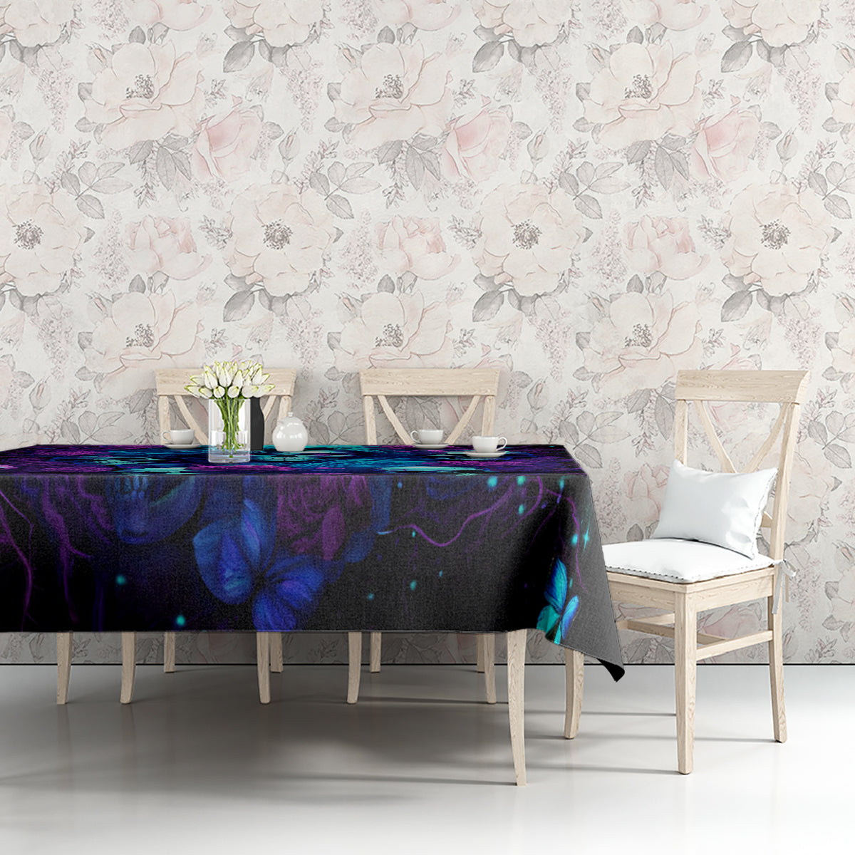 Rose Skull Tablecloth I'm Never Alone My Demon Are With Me 24/7