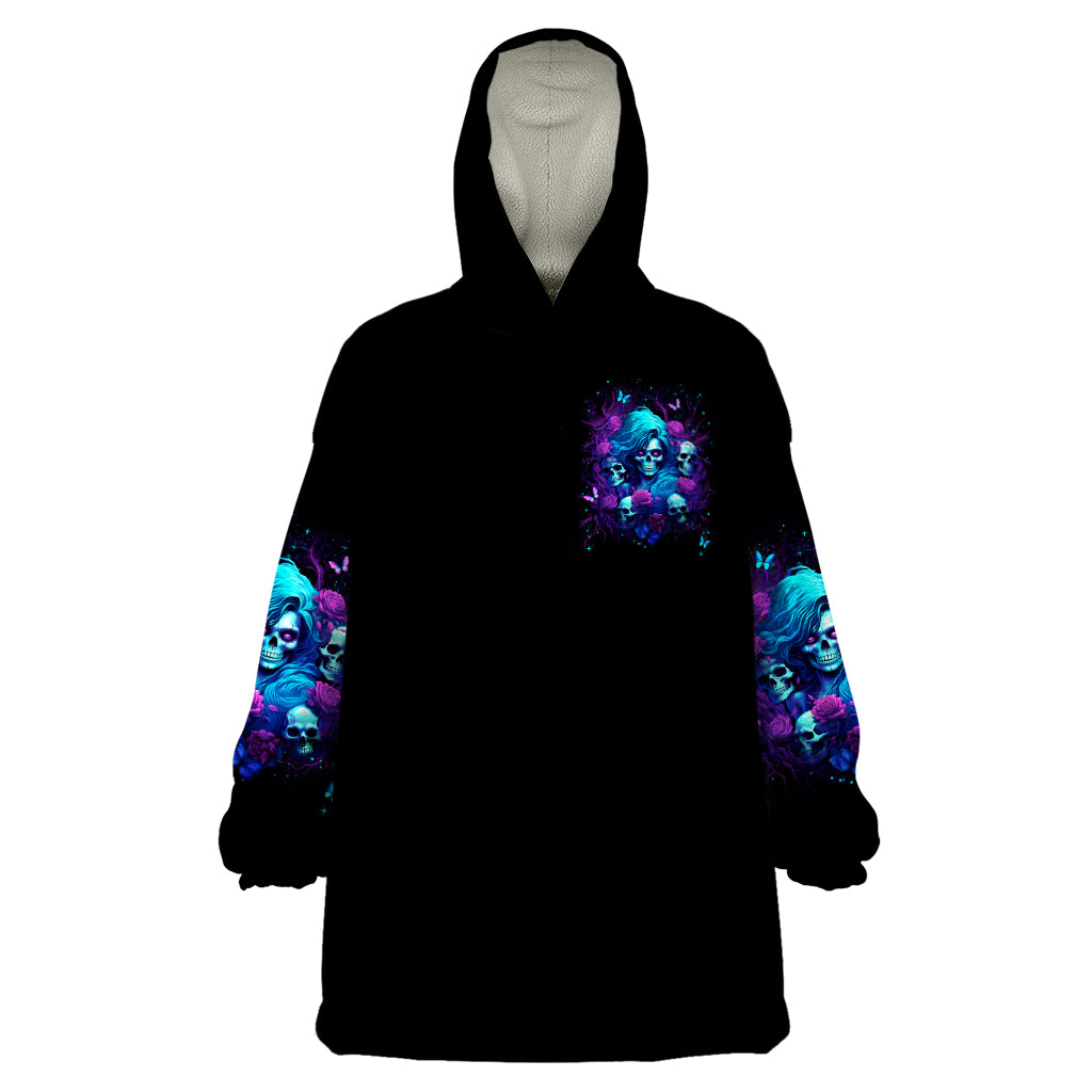 Rose Skull Wearable Blanket Hoodie I'm Never Alone My Demon Are With Me 24/7