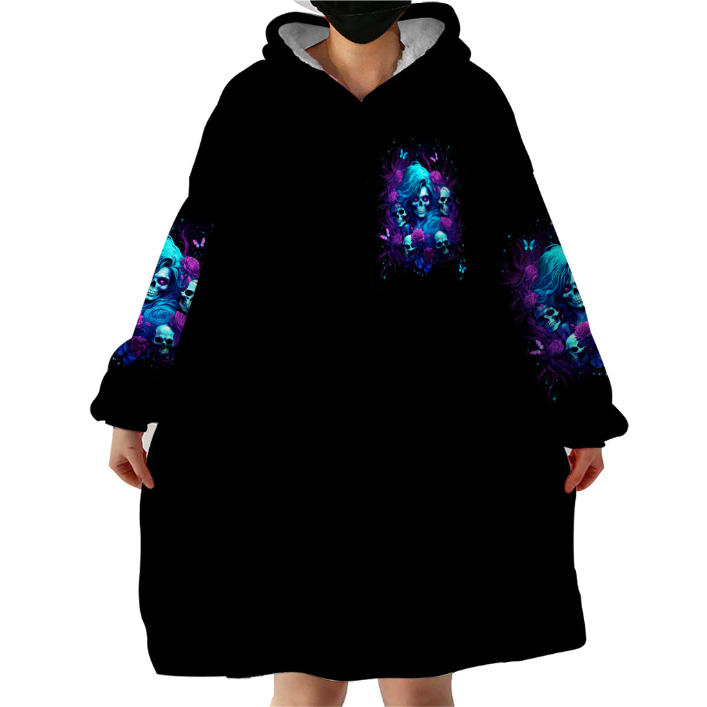 Rose Skull Wearable Blanket Hoodie I'm Never Alone My Demon Are With Me 24/7