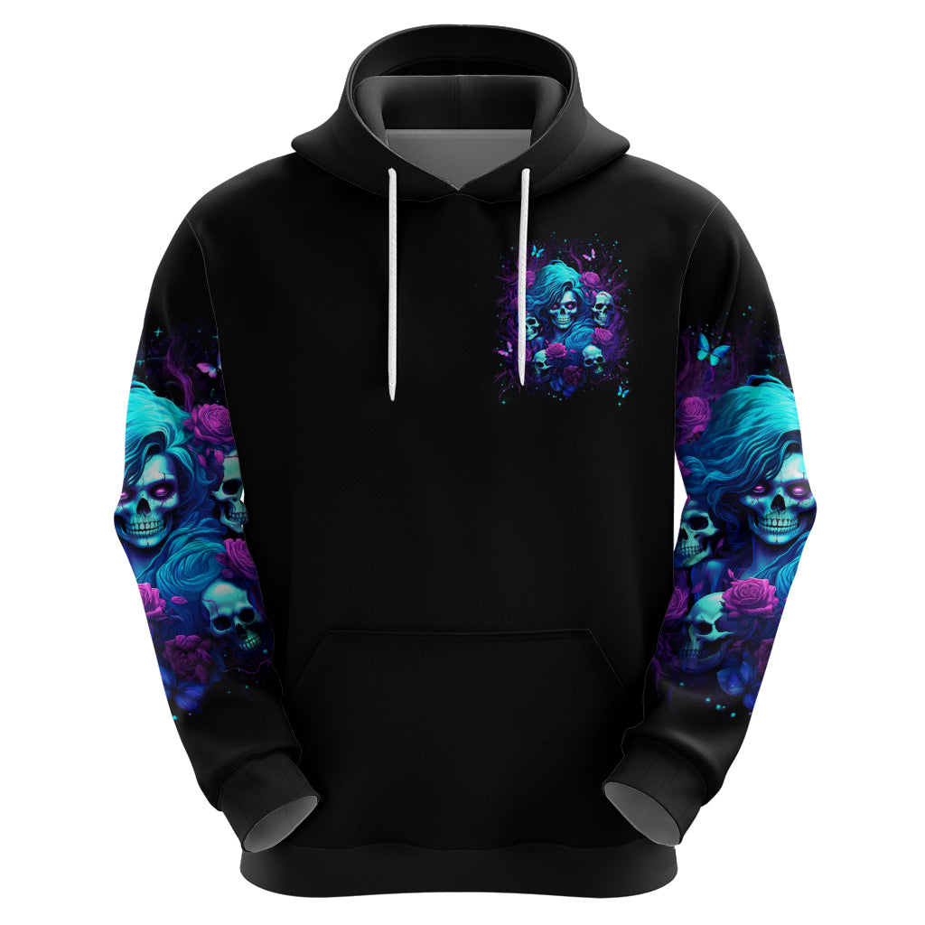 Rose Skull Zip Hoodie I'm Never Alone My Demon Are With Me 24/7