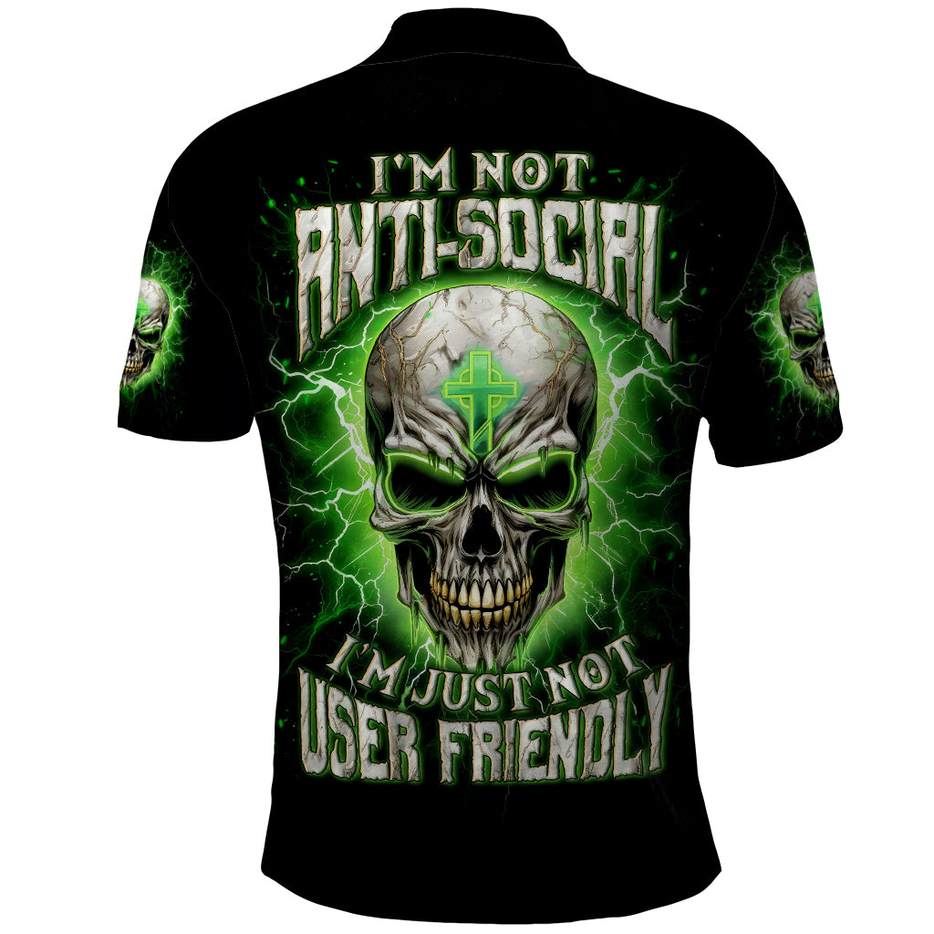 Thunder Skull Polo Shirt I'm Not Anti-Social I Must Not User Friendly