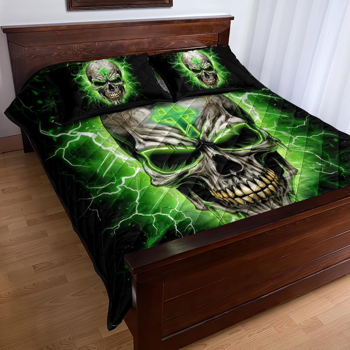 Thunder Skull Quilt Bed Set I'm Not Anti-Social I Must Not User Friendly