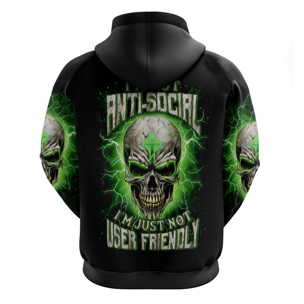 Thunder Skull Zip Hoodie I'm Not Anti-Social I Must Not User Friendly