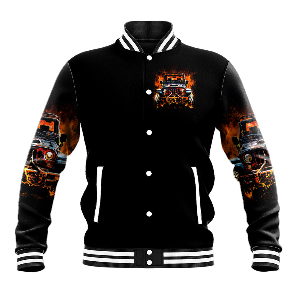Flame Jeep Baseball Jacket I'm The Black Jeep Of The Family