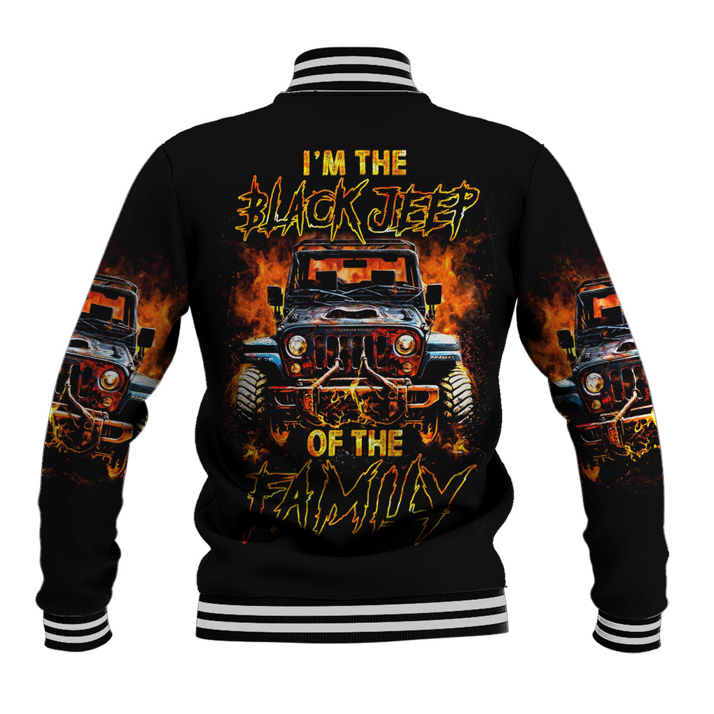 Flame Jeep Baseball Jacket I'm The Black Jeep Of The Family