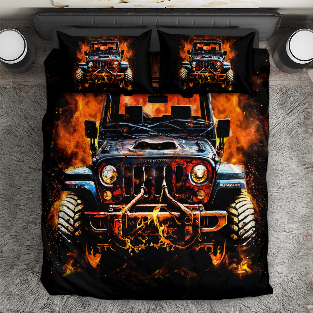 Flame Jeep Bedding Set I'm The Black Jeep Of The Family