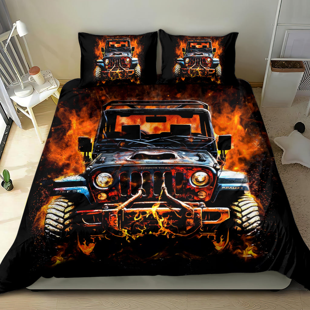 Flame Jeep Bedding Set I'm The Black Jeep Of The Family