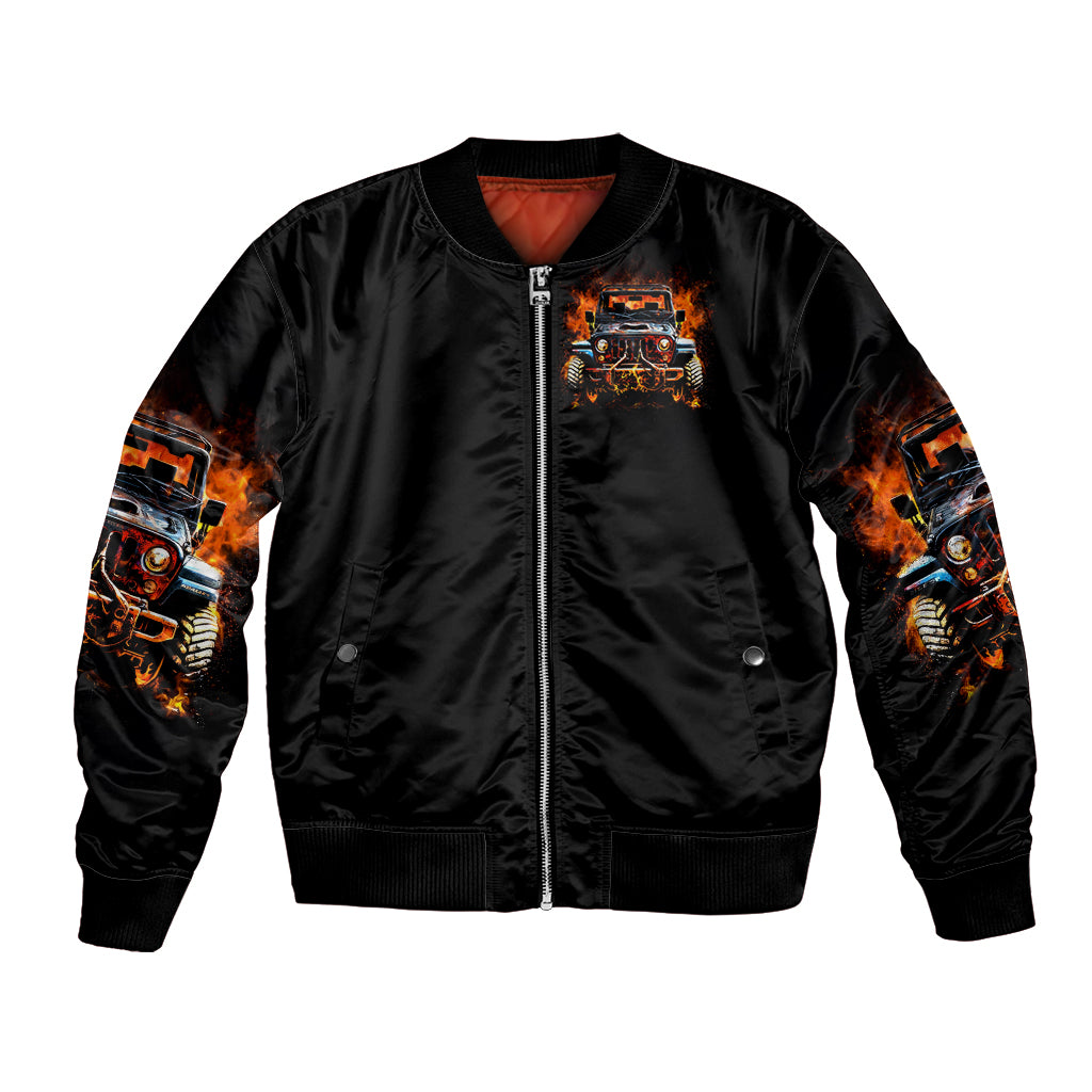 Flame Jeep Bomber Jacket I'm The Black Jeep Of The Family