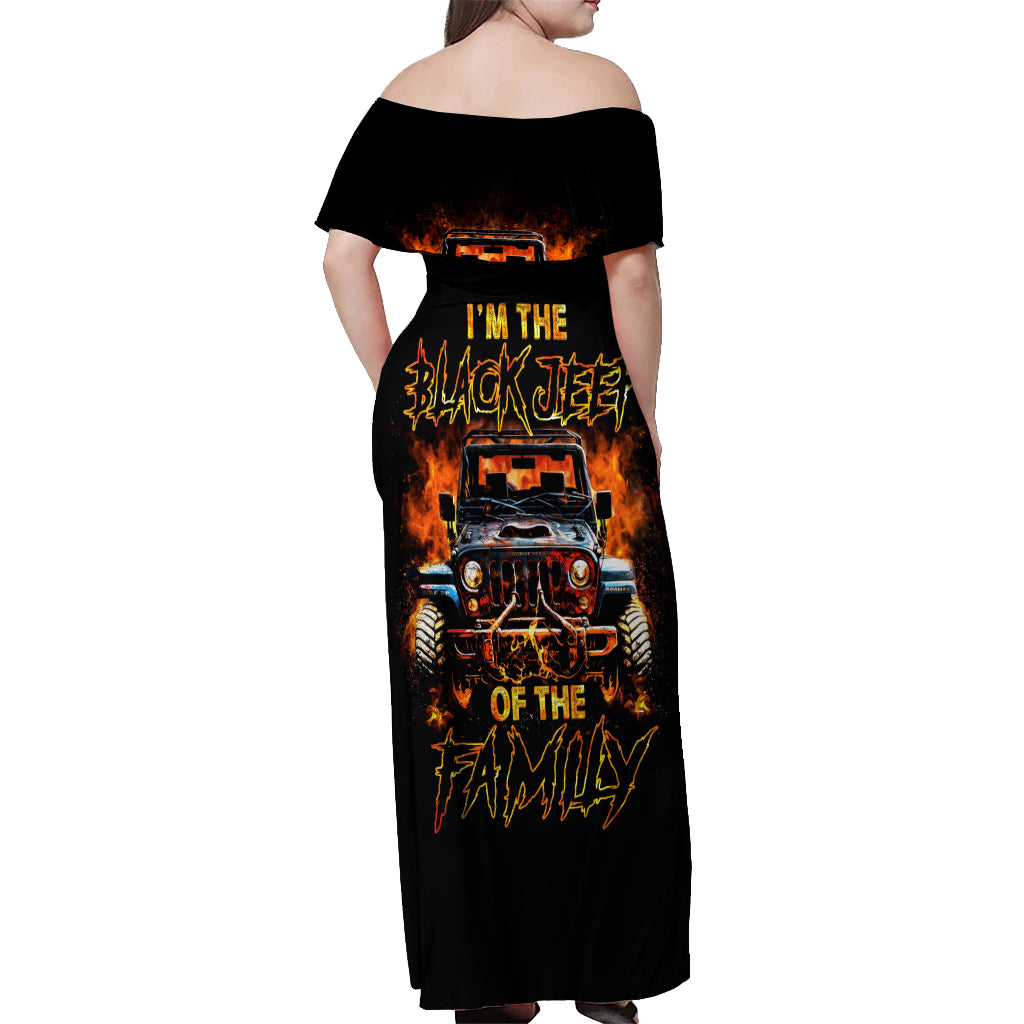 Flame Jeep Off Shoulder Maxi Dress I'm The Black Jeep Of The Family