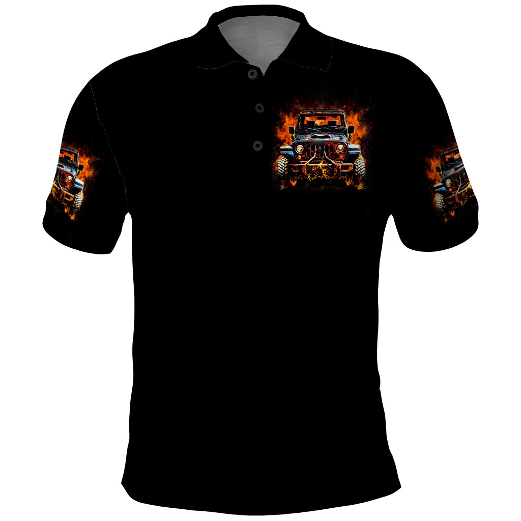 Flame Jeep Polo Shirt I'm The Black Jeep Of The Family
