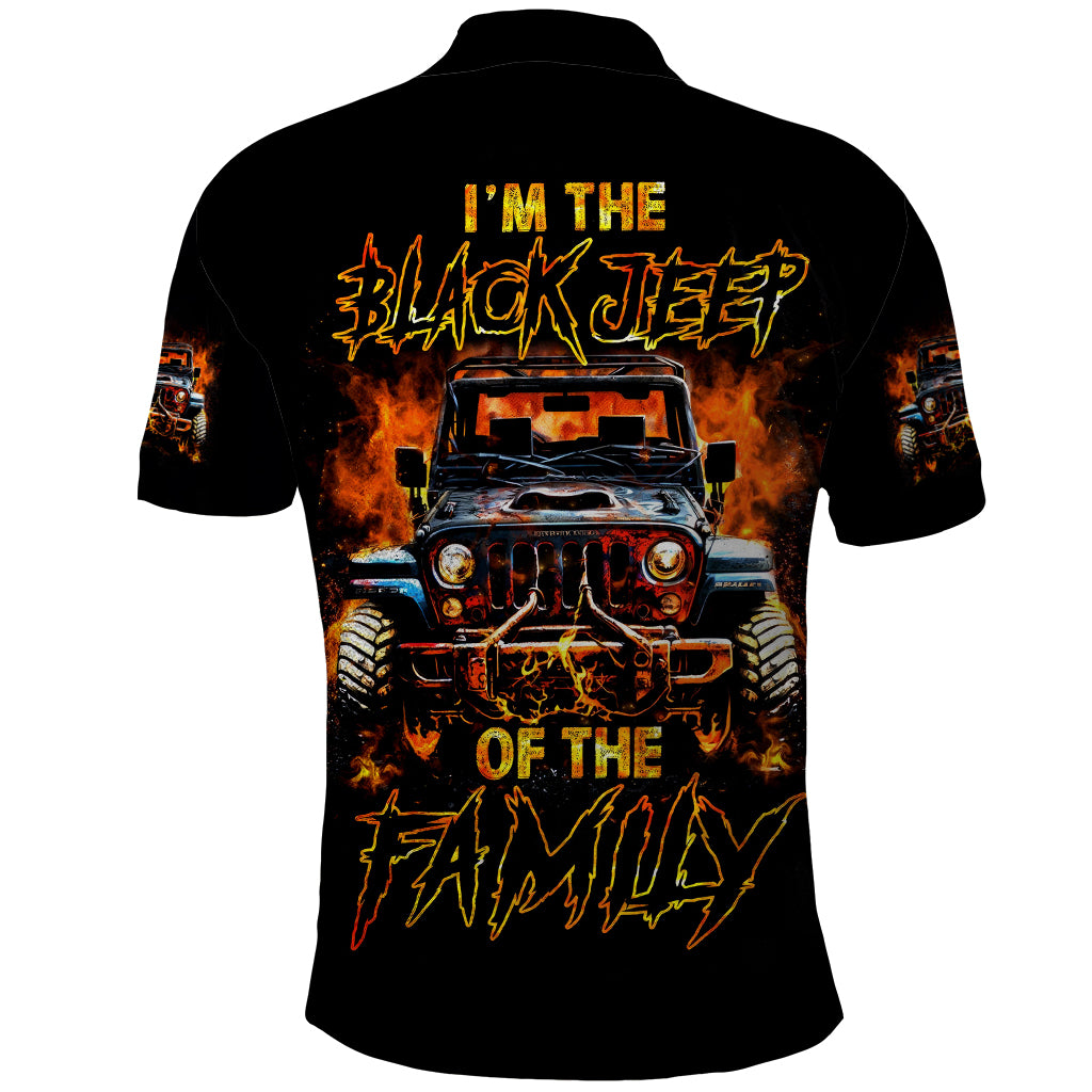 Flame Jeep Polo Shirt I'm The Black Jeep Of The Family
