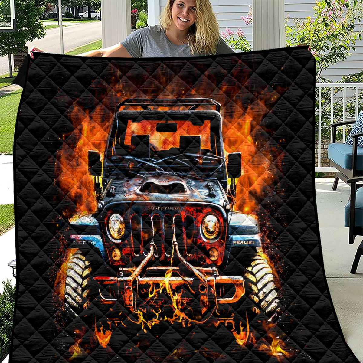 Flame Jeep Quilt I'm The Black Jeep Of The Family