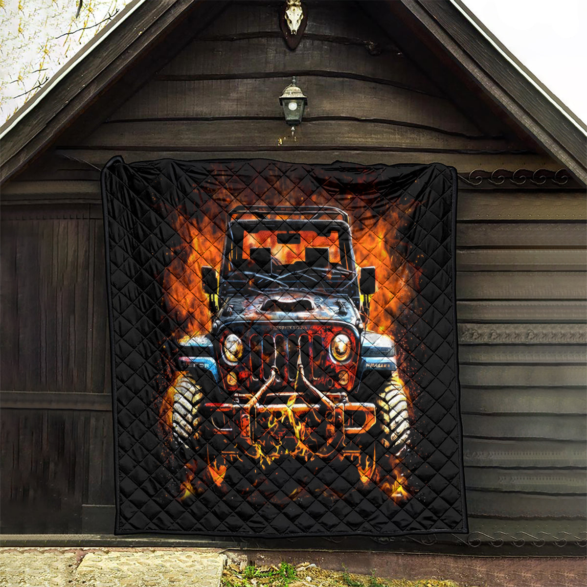 Flame Jeep Quilt I'm The Black Jeep Of The Family