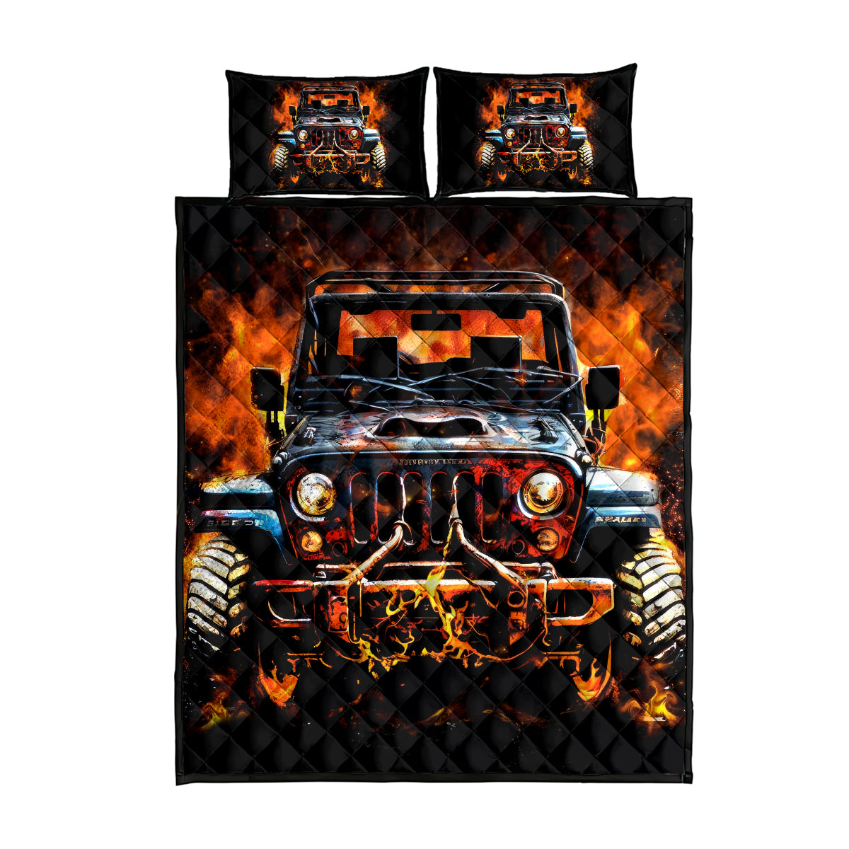 Flame Jeep Quilt Bed Set I'm The Black Jeep Of The Family