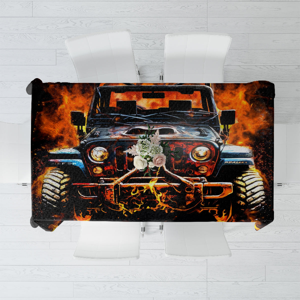 Flame Jeep Tablecloth I'm The Black Jeep Of The Family
