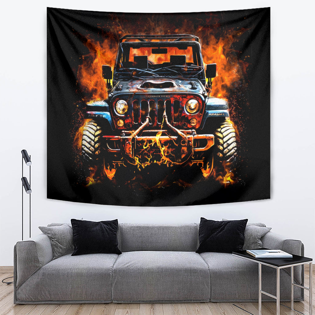 Flame Jeep Tapestry I'm The Black Jeep Of The Family