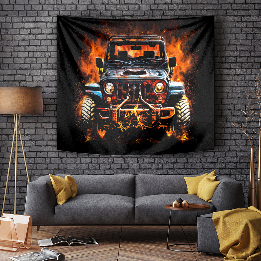 Flame Jeep Tapestry I'm The Black Jeep Of The Family