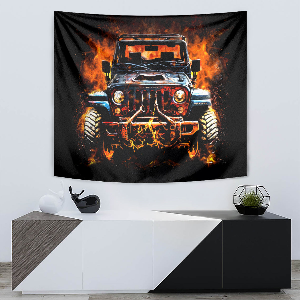 Flame Jeep Tapestry I'm The Black Jeep Of The Family