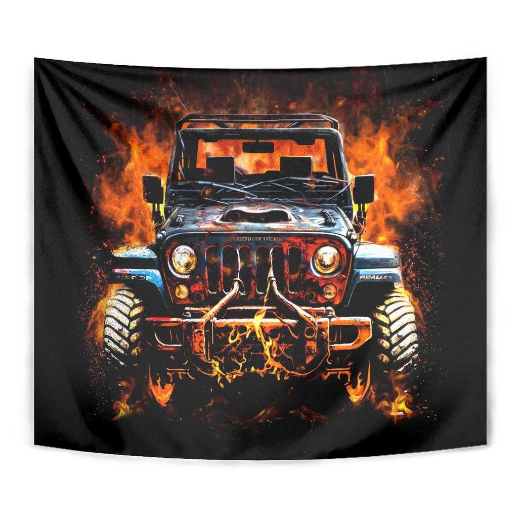 Flame Jeep Tapestry I'm The Black Jeep Of The Family
