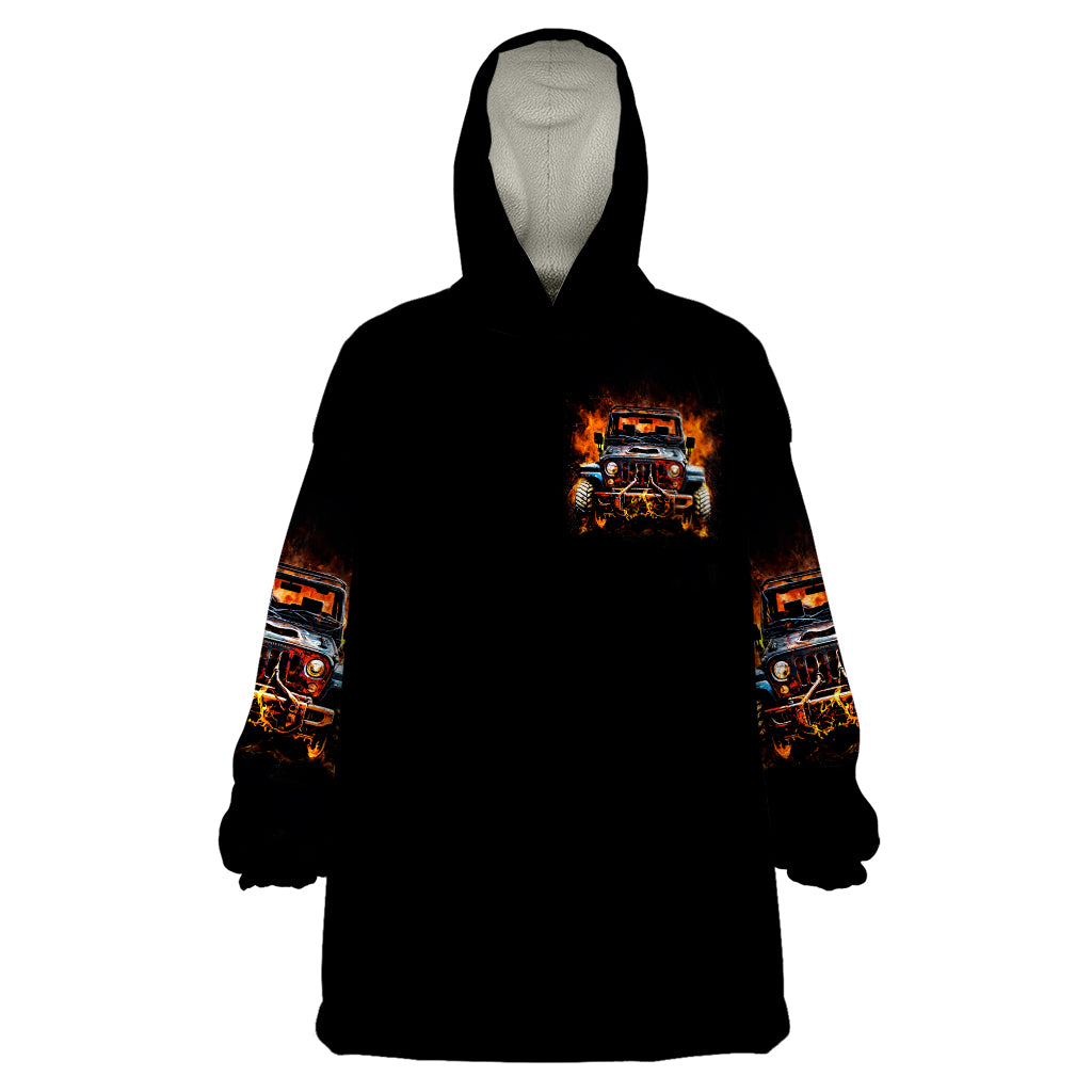 Flame Jeep Wearable Blanket Hoodie I'm The Black Jeep Of The Family