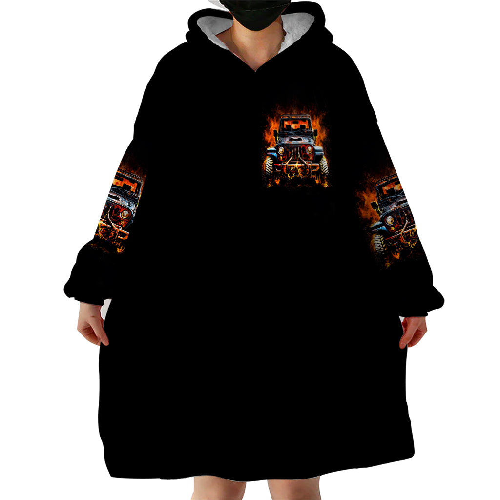 Flame Jeep Wearable Blanket Hoodie I'm The Black Jeep Of The Family